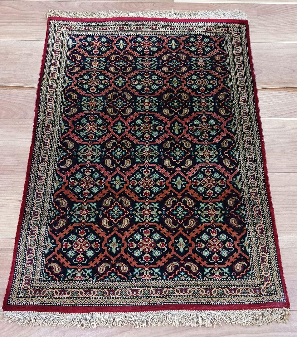 Y3076 ペルシャ絨毯 クム産 シルク100% 手織80万ノット