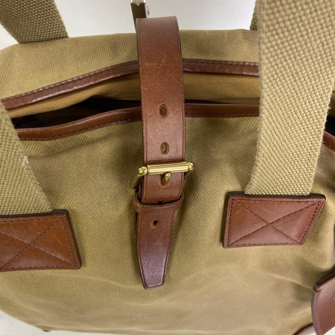 。ラルフローレン キャンバストートバッグ　大きめビジネス・旅行　レザータグ