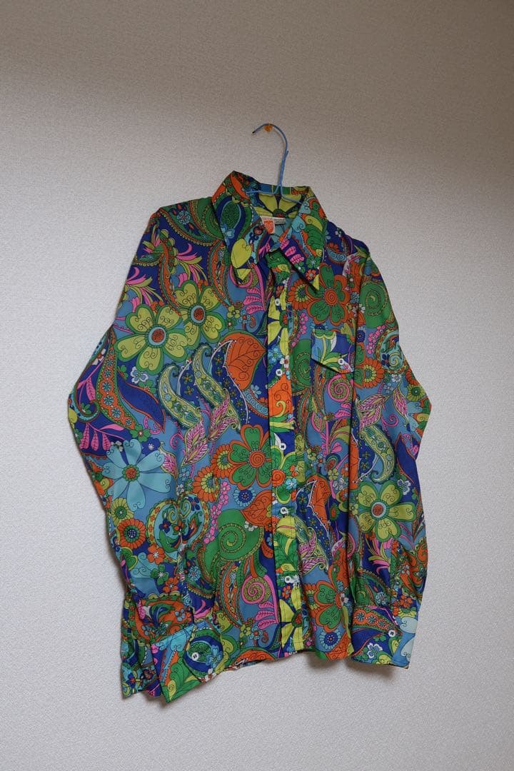 70's SKYR 総柄ナイロンシャツ