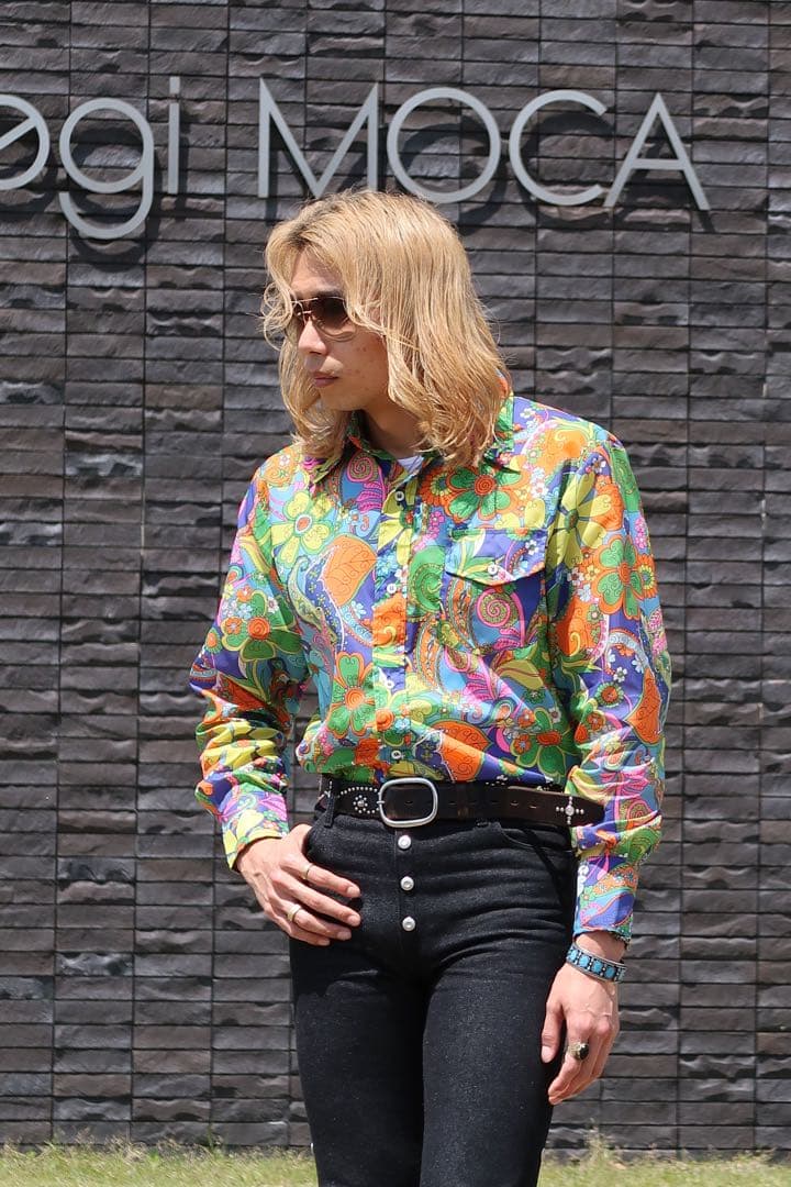 70's SKYR 総柄ナイロンシャツ