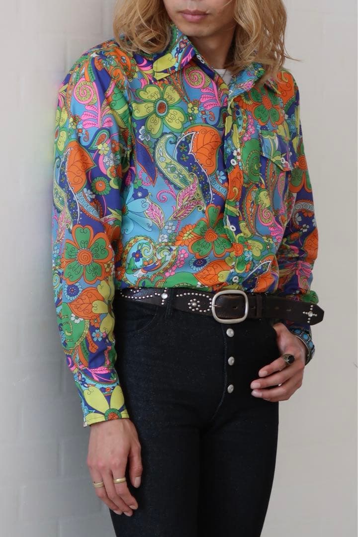 70's SKYR 総柄ナイロンシャツ