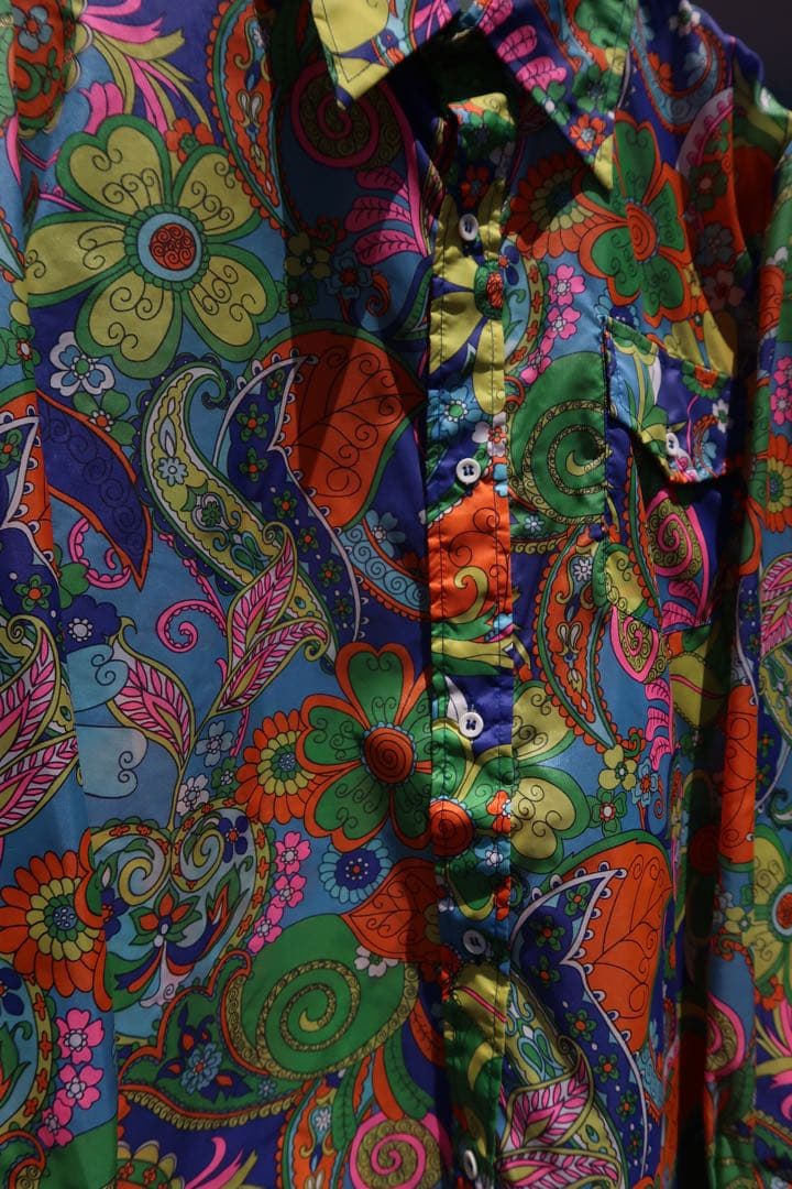 70's SKYR 総柄ナイロンシャツ
