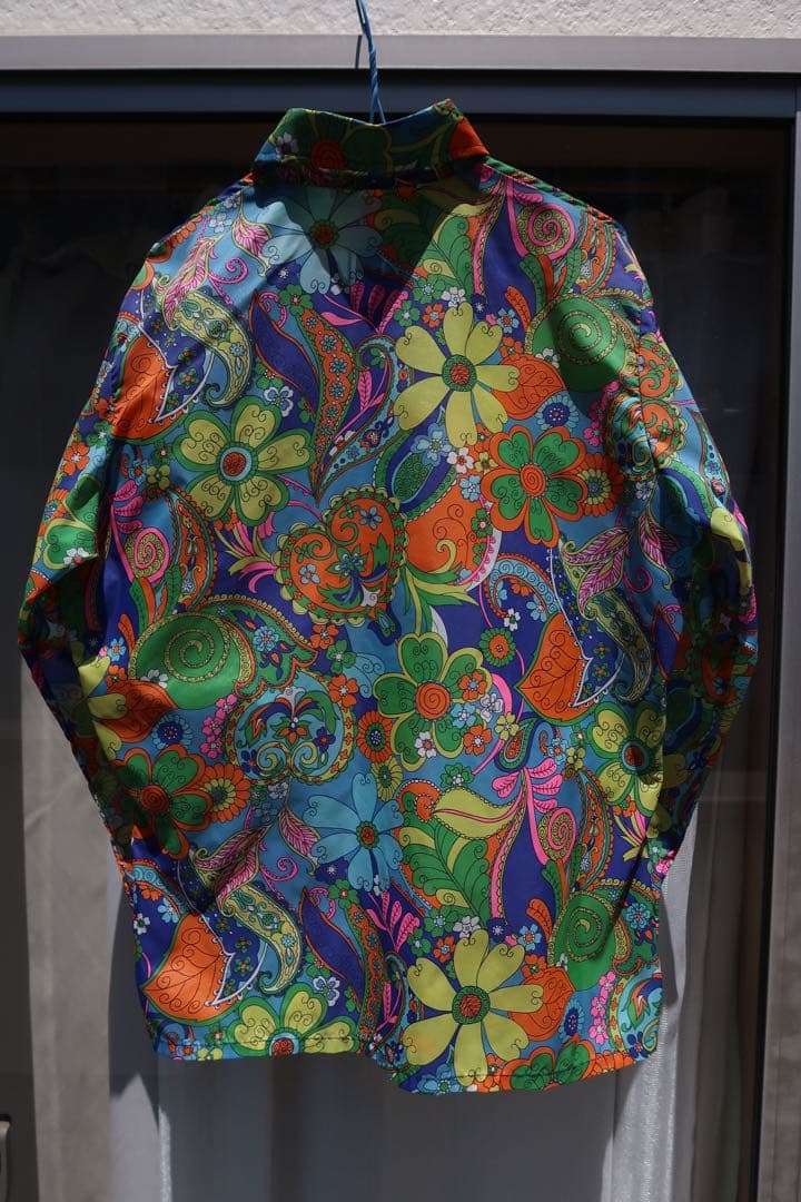 70's SKYR 総柄ナイロンシャツ