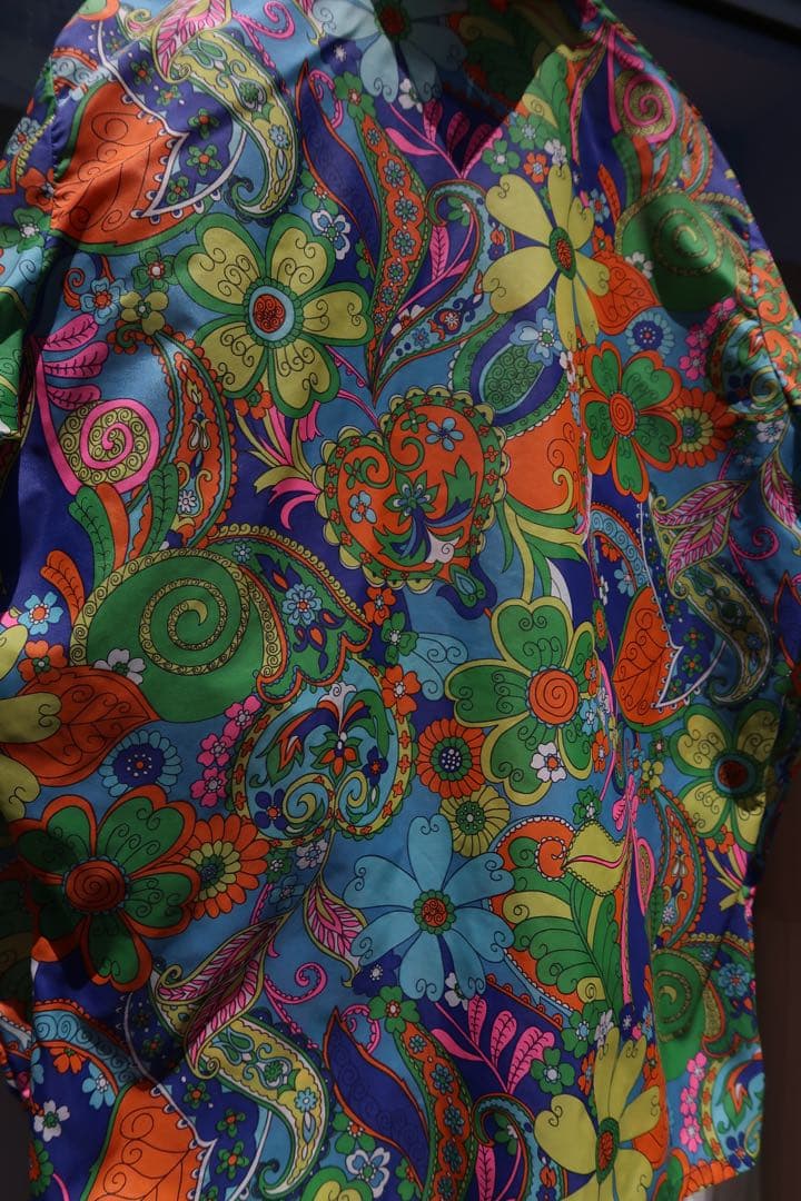 70's SKYR 総柄ナイロンシャツ
