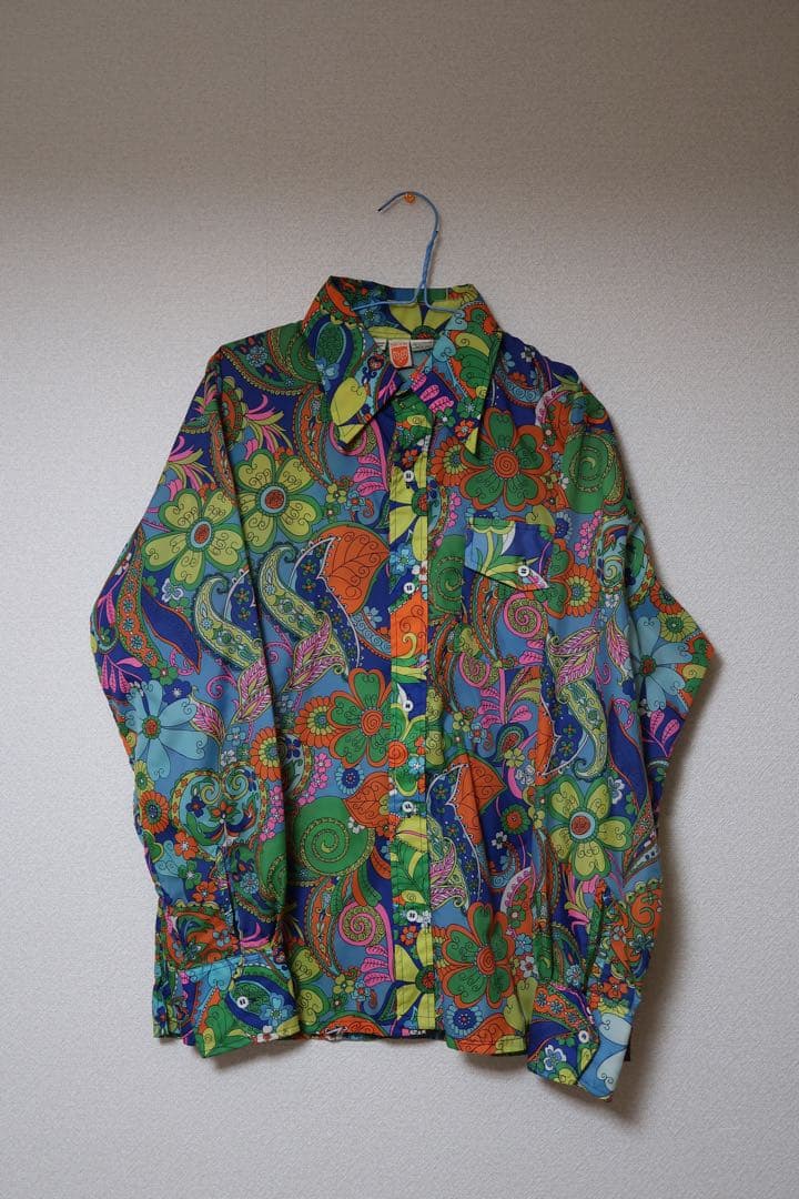70's SKYR 総柄ナイロンシャツ