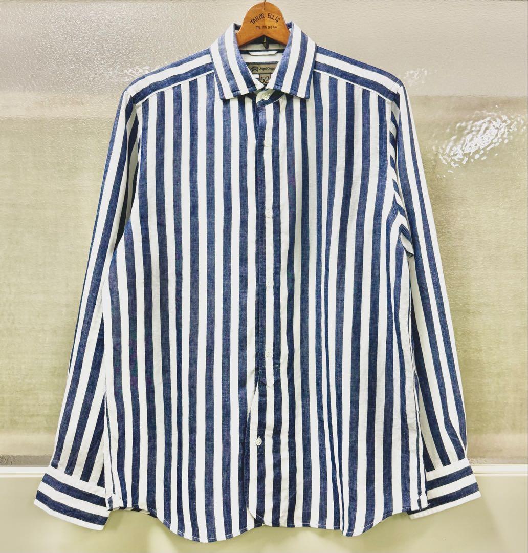【美品】Nigel Cabourn ブリティッシュオフィサーズシャツ-リネン52