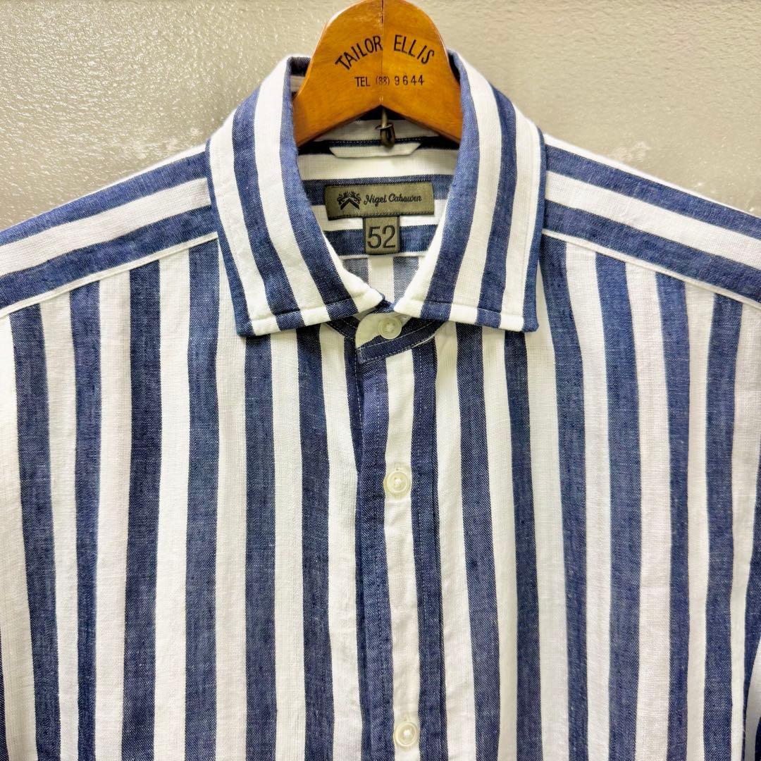 【美品】Nigel Cabourn ブリティッシュオフィサーズシャツ-リネン52