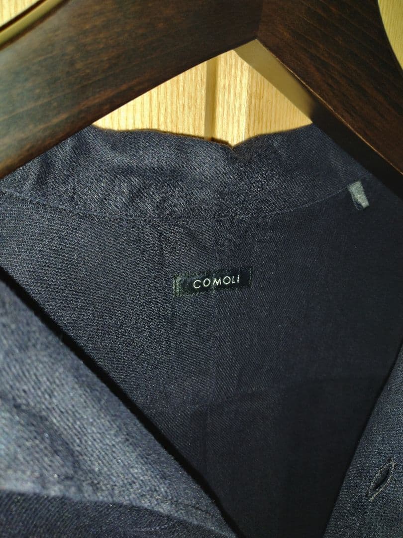 comoli リネンツイルオープンカラーシャツ