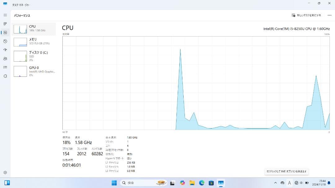 HP-15da0000 ノートパソコン　i5 8250U メモリ16GB