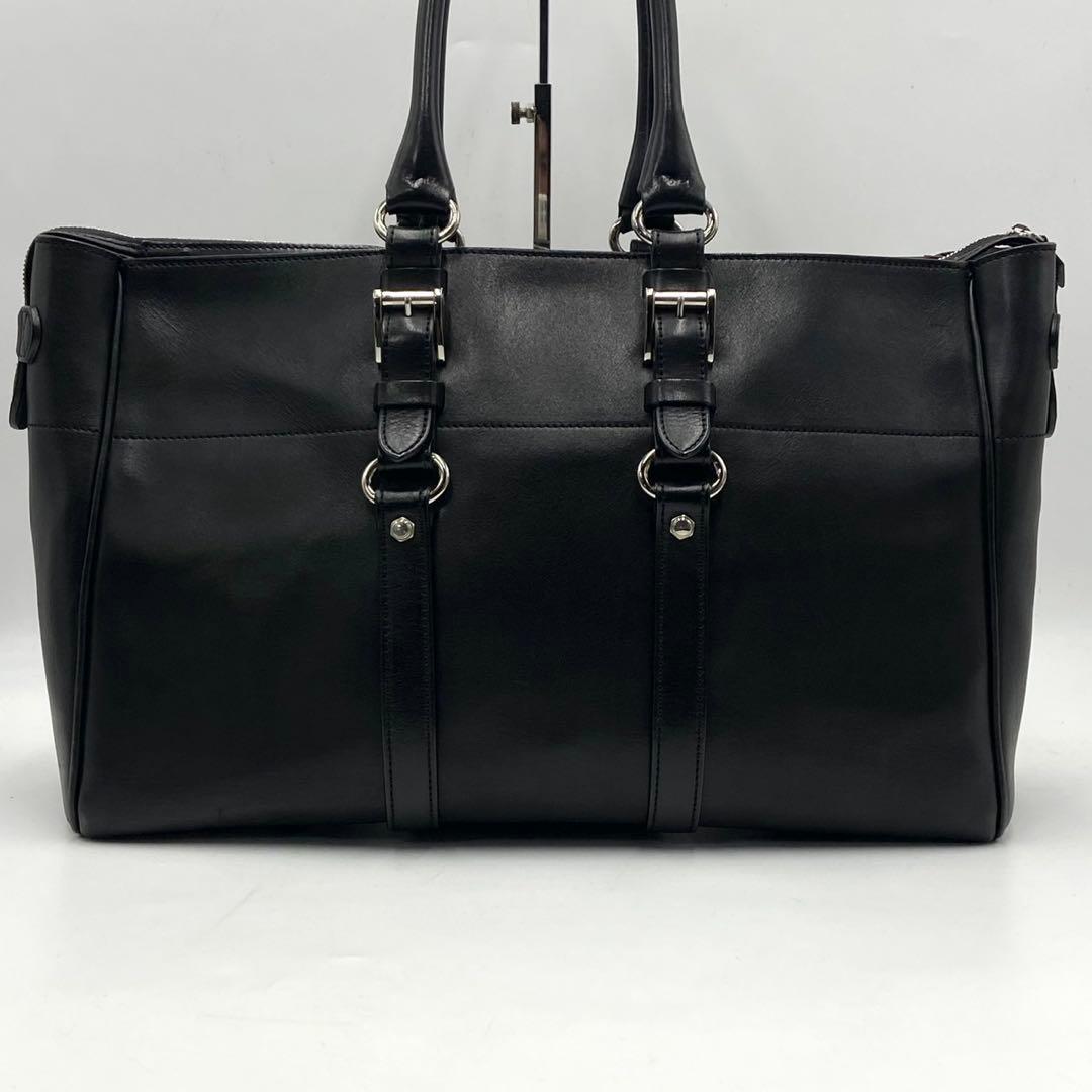 【美品】万双 双鞣和地 トートバッグ レザー A4収納 ブラック メンズ 肩掛け