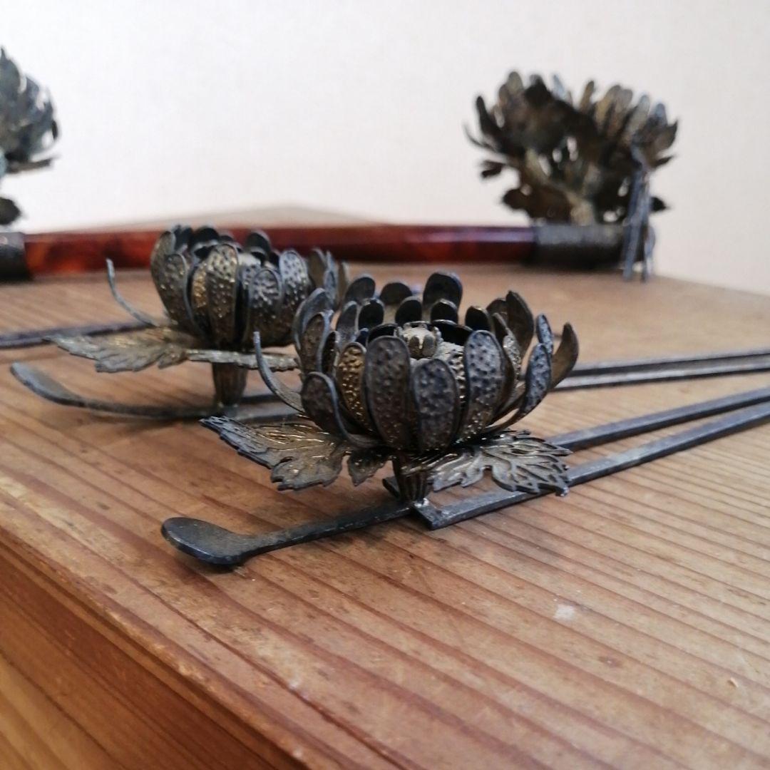 アンティーク　かんざし　花魁かんざし　簪　こうがい　彫金　鼈甲　骨董　木箱　希少