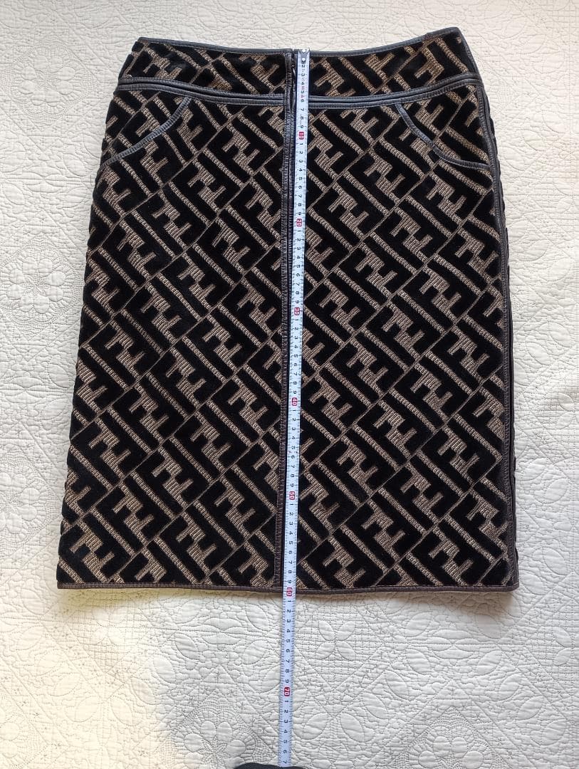 FENDI フェンディ スカート 42サイズ ブラック レザーウエスト