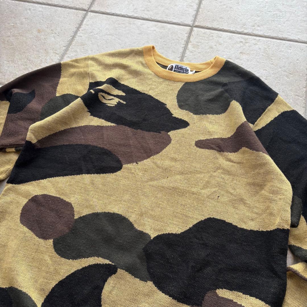 00s a bathing ape CAMO HEAD Knit ニット　迷彩
