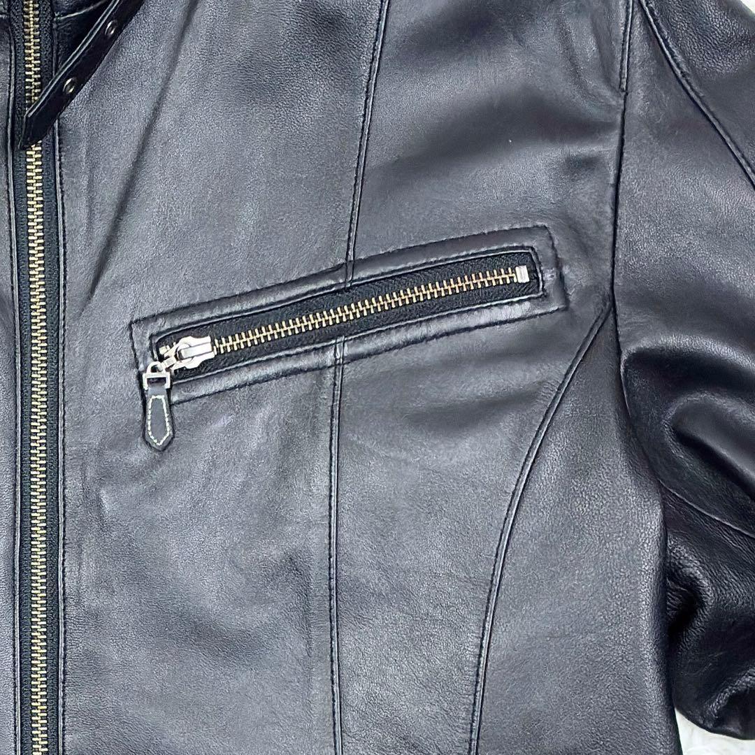 美品　アルファキュービック　ラムレザー　シングルライダース　レザージャケット　M