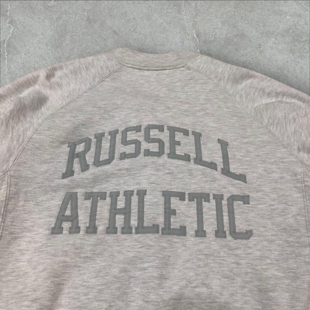 90sUSA製ラッセルスウェットスタジャンバーシティジャケット刺繍ショート丈
