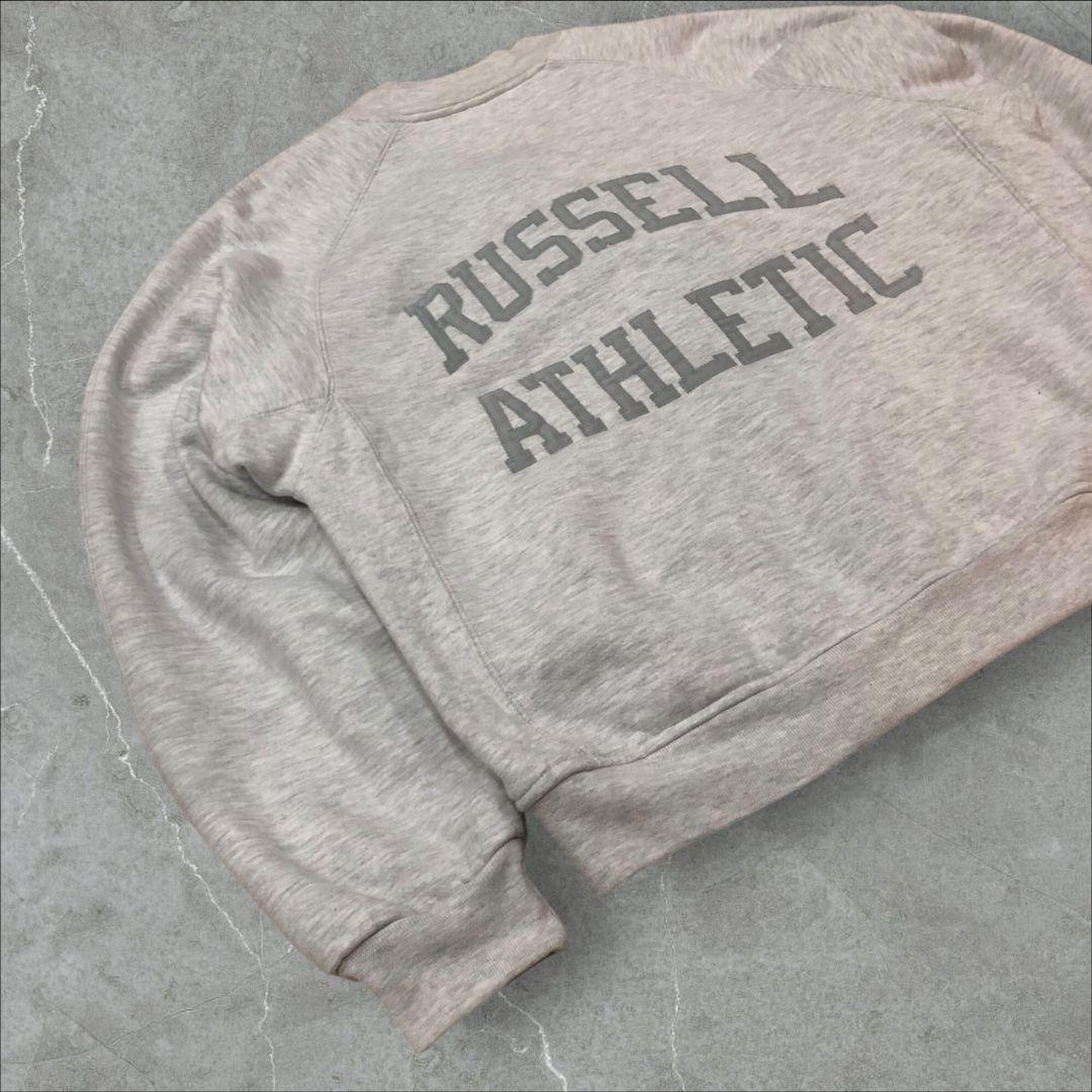 90sUSA製ラッセルスウェットスタジャンバーシティジャケット刺繍ショート丈