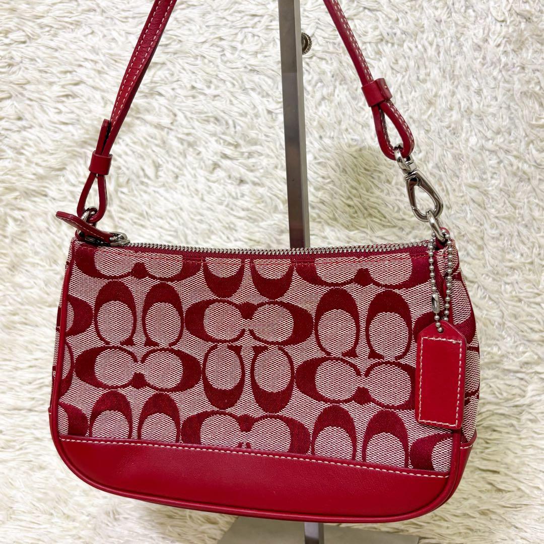 希少【未使用級】コーチ アクセサリーポーチ シグネチャー レッド 6094