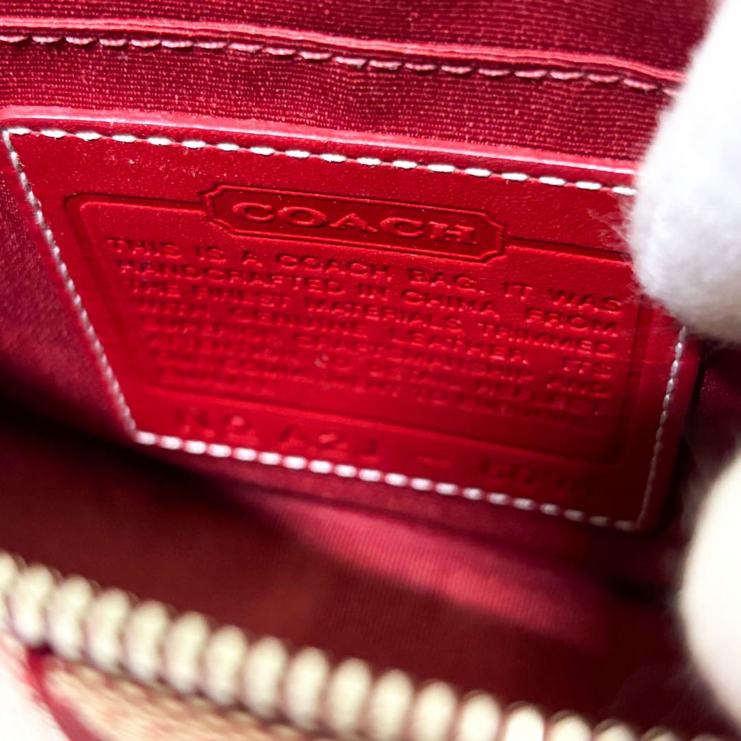 希少【未使用級】コーチ アクセサリーポーチ シグネチャー レッド 6094