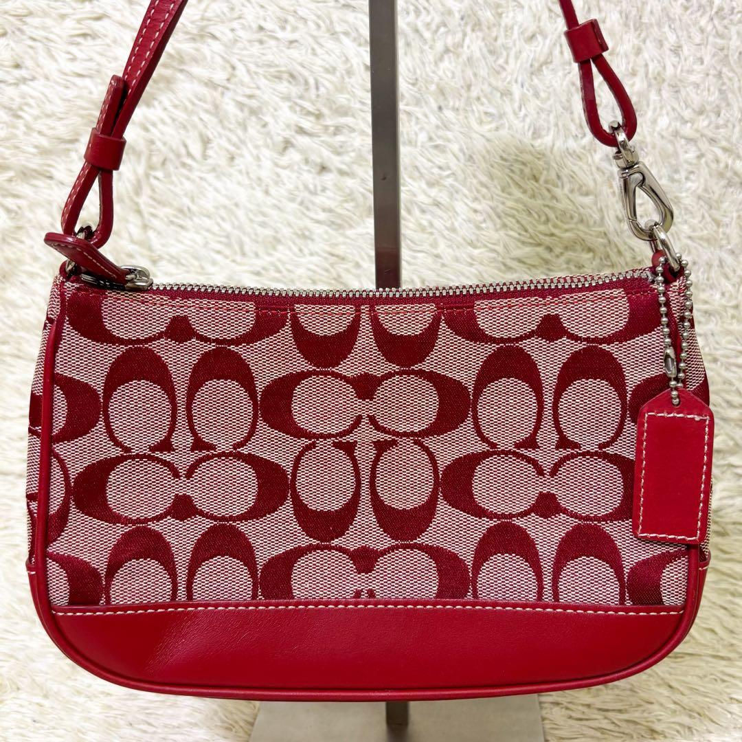 希少【未使用級】コーチ アクセサリーポーチ シグネチャー レッド 6094