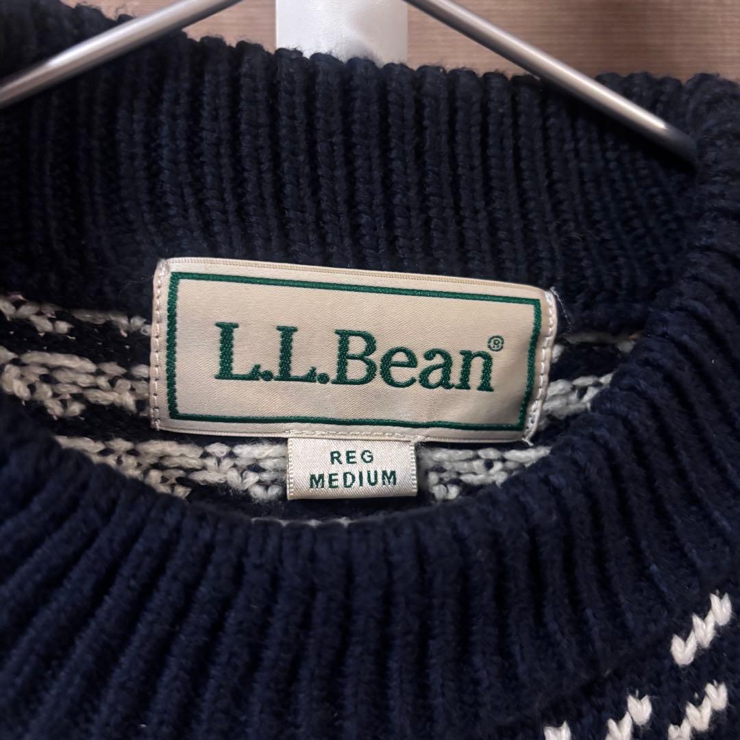 ♦︎ L.L.Bean エルエルビーン バーズアイ ニット ネイビー M