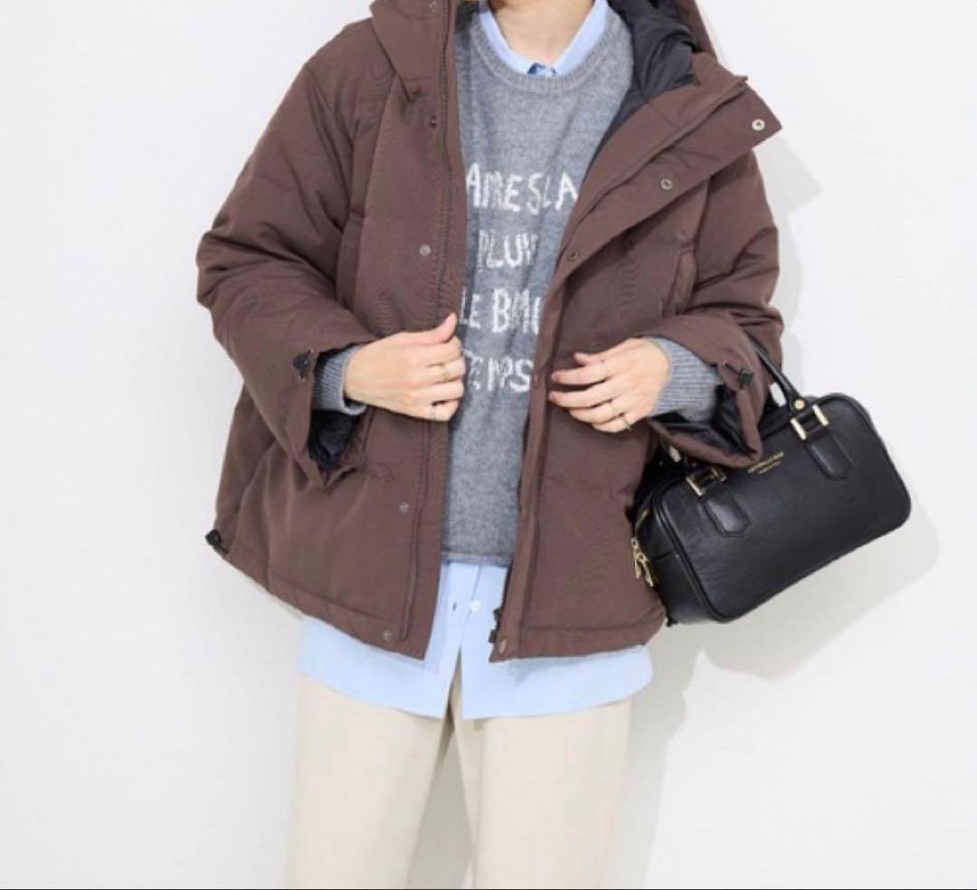 ダントン　ブラウン フード付き ダウンジャケット