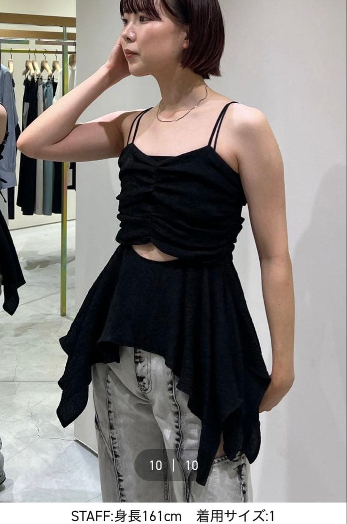 さくらんぼFETICO ボタニカルジャガードキャミソール　ブラック