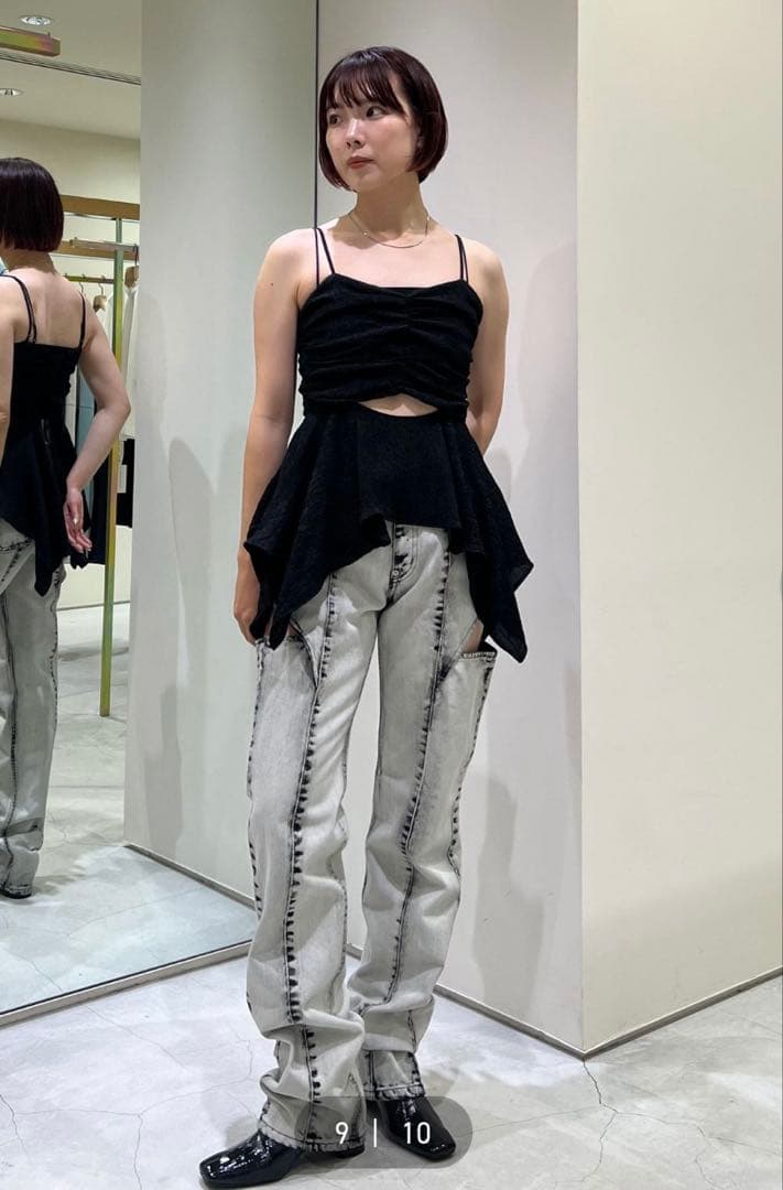 さくらんぼFETICO ボタニカルジャガードキャミソール　ブラック