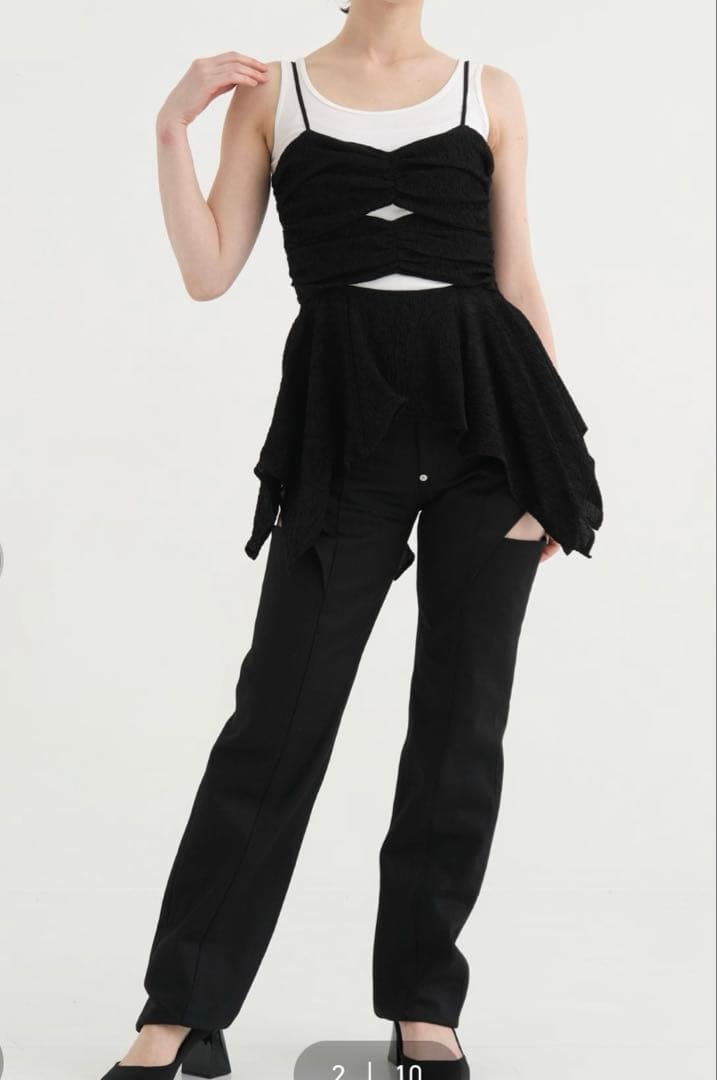 さくらんぼFETICO ボタニカルジャガードキャミソール　ブラック