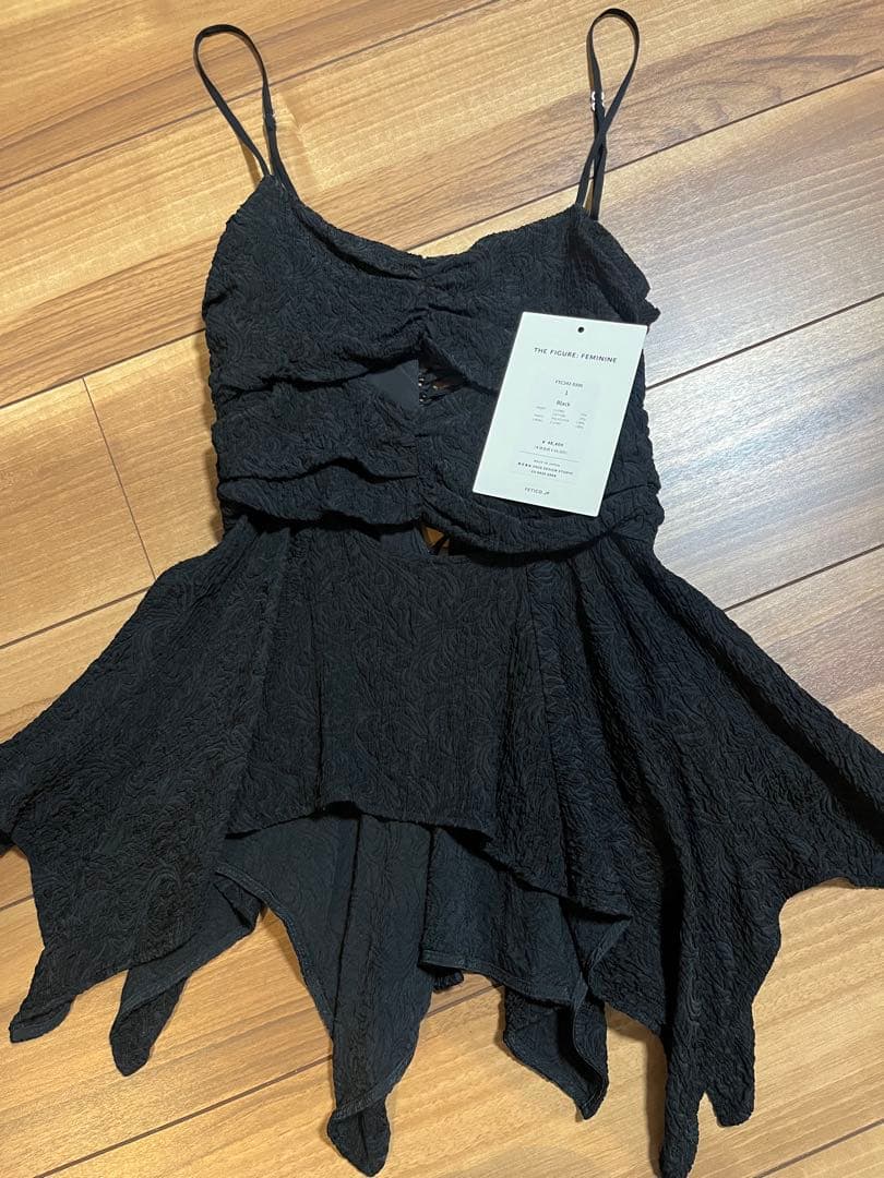 さくらんぼFETICO ボタニカルジャガードキャミソール　ブラック