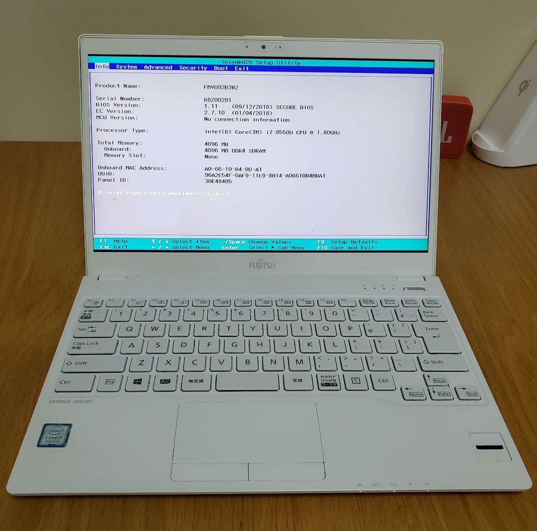 【ジャンク品】富士通 LIFEBOOK UH92/B3ホワイト タッチパネル