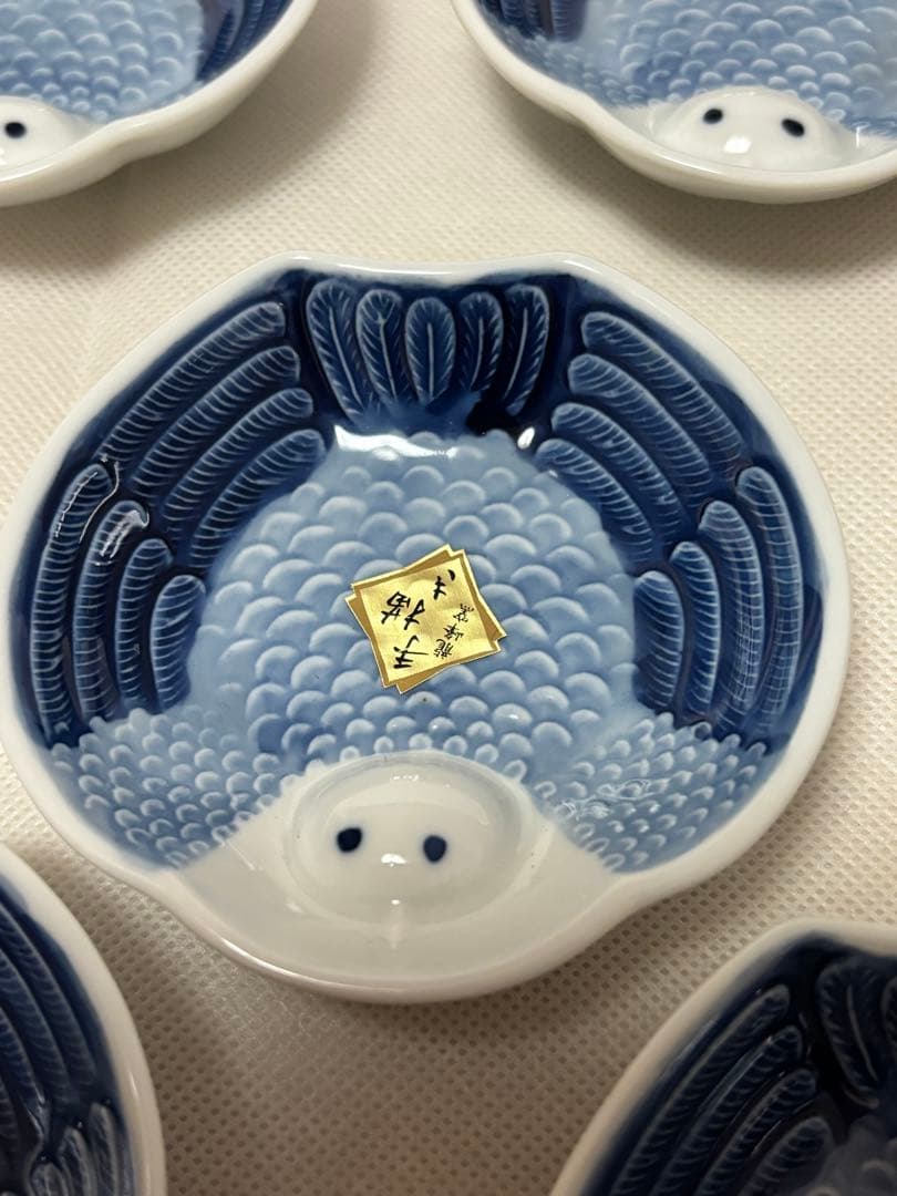 龍峯窯　ふくら雀　小皿　手書き　貴重　レア　アンティーク