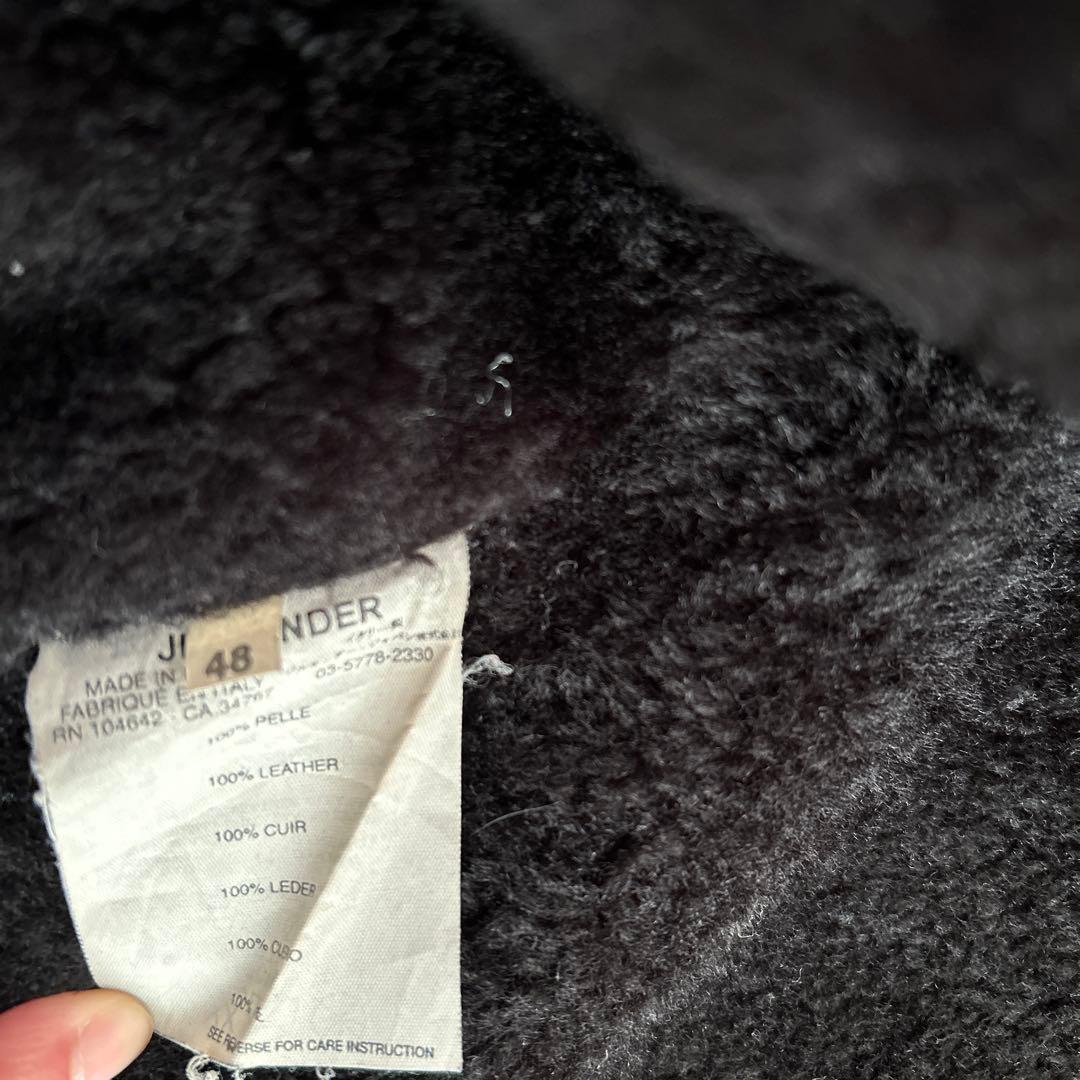 ソ*b様 ジルサンダー　ムートン　ロングコート　黒　48 XL レザー