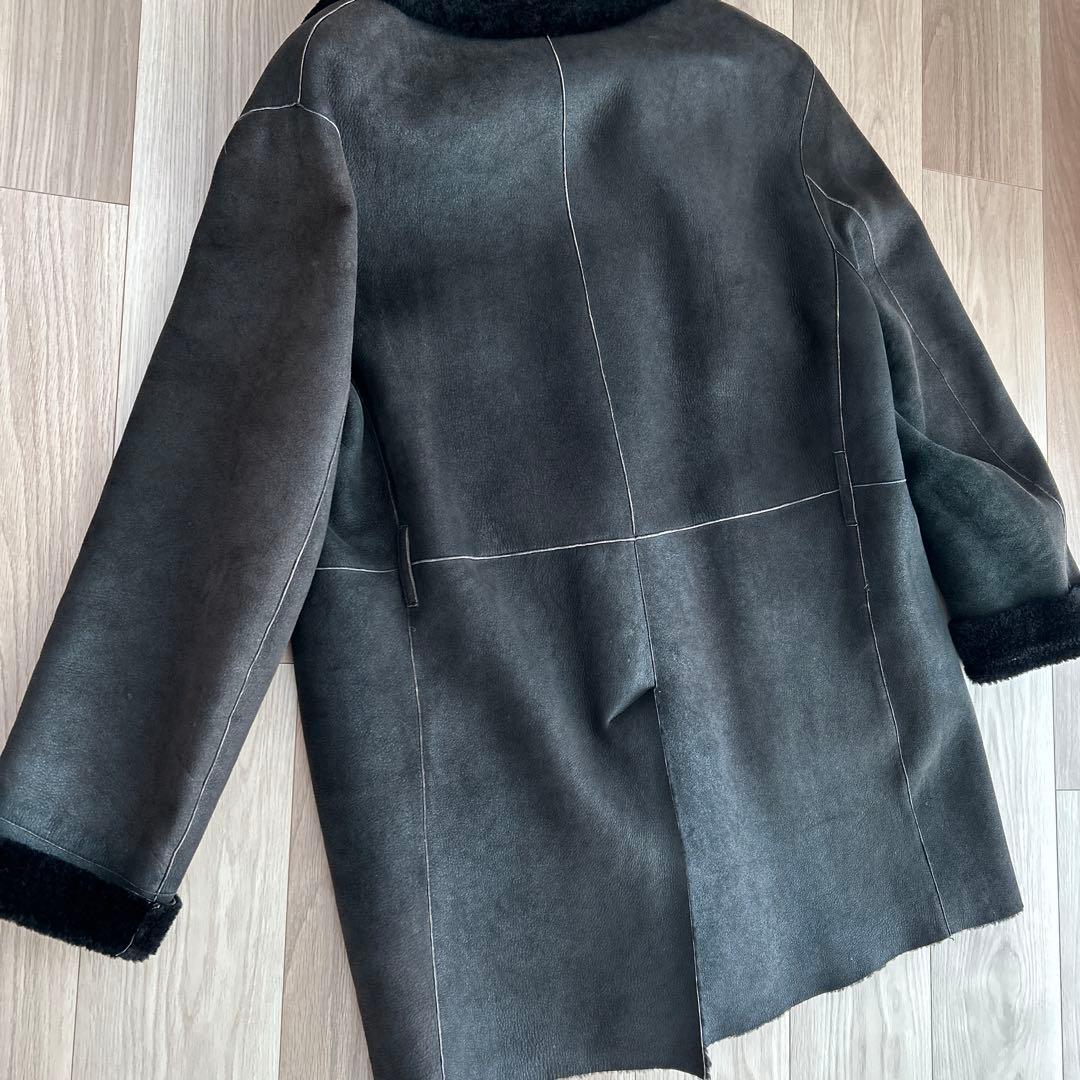 ソ*b様 ジルサンダー　ムートン　ロングコート　黒　48 XL レザー