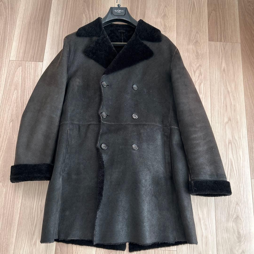 ソ*b様 ジルサンダー　ムートン　ロングコート　黒　48 XL レザー