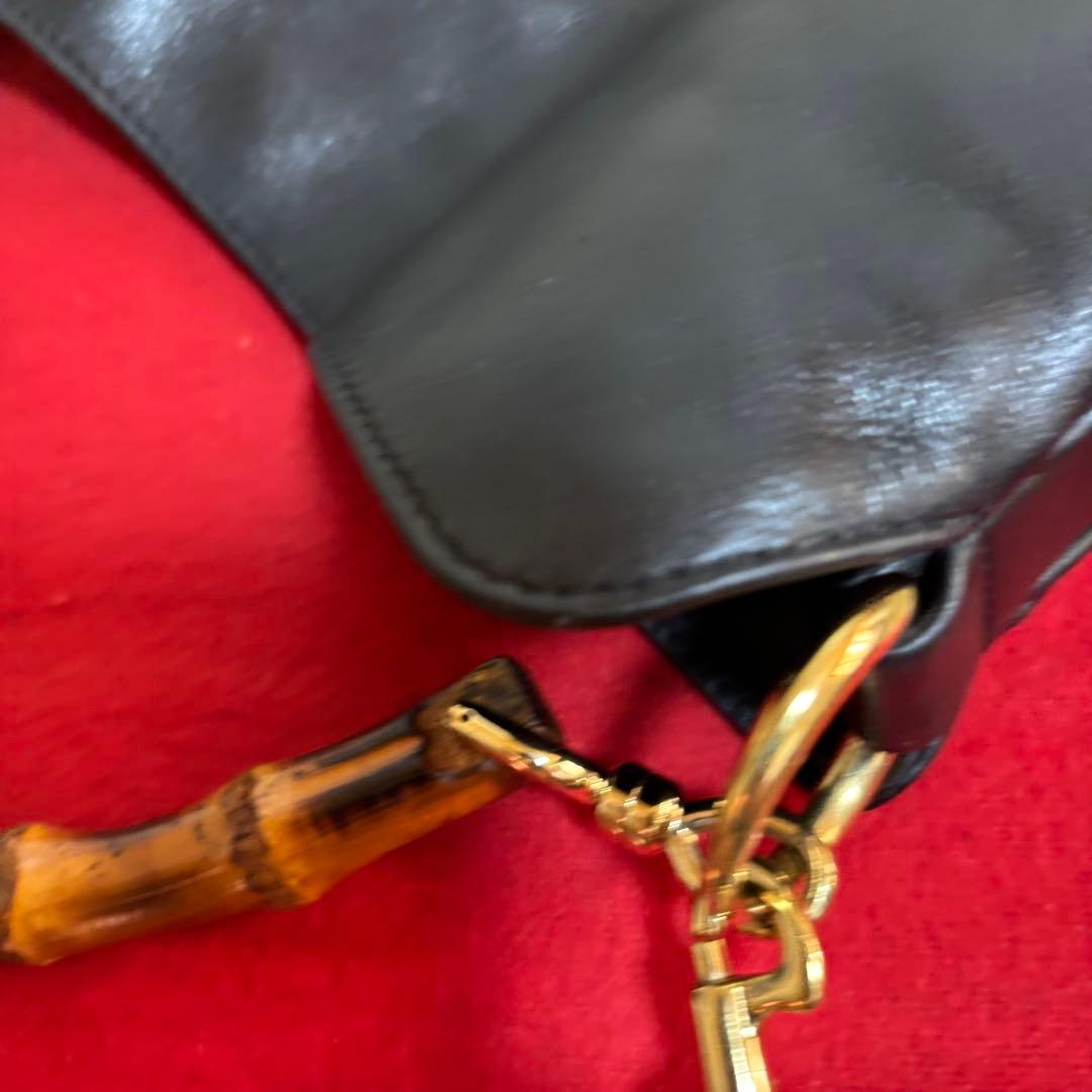 美品　GUCCI オールド　グッチ　バンブー　2way ショルダー バッグ　黒