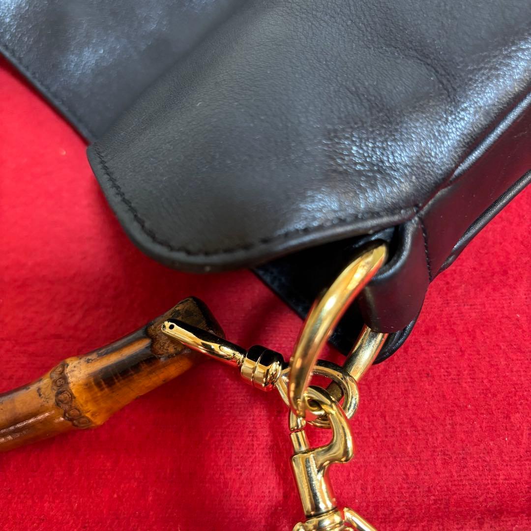 美品　GUCCI オールド　グッチ　バンブー　2way ショルダー バッグ　黒