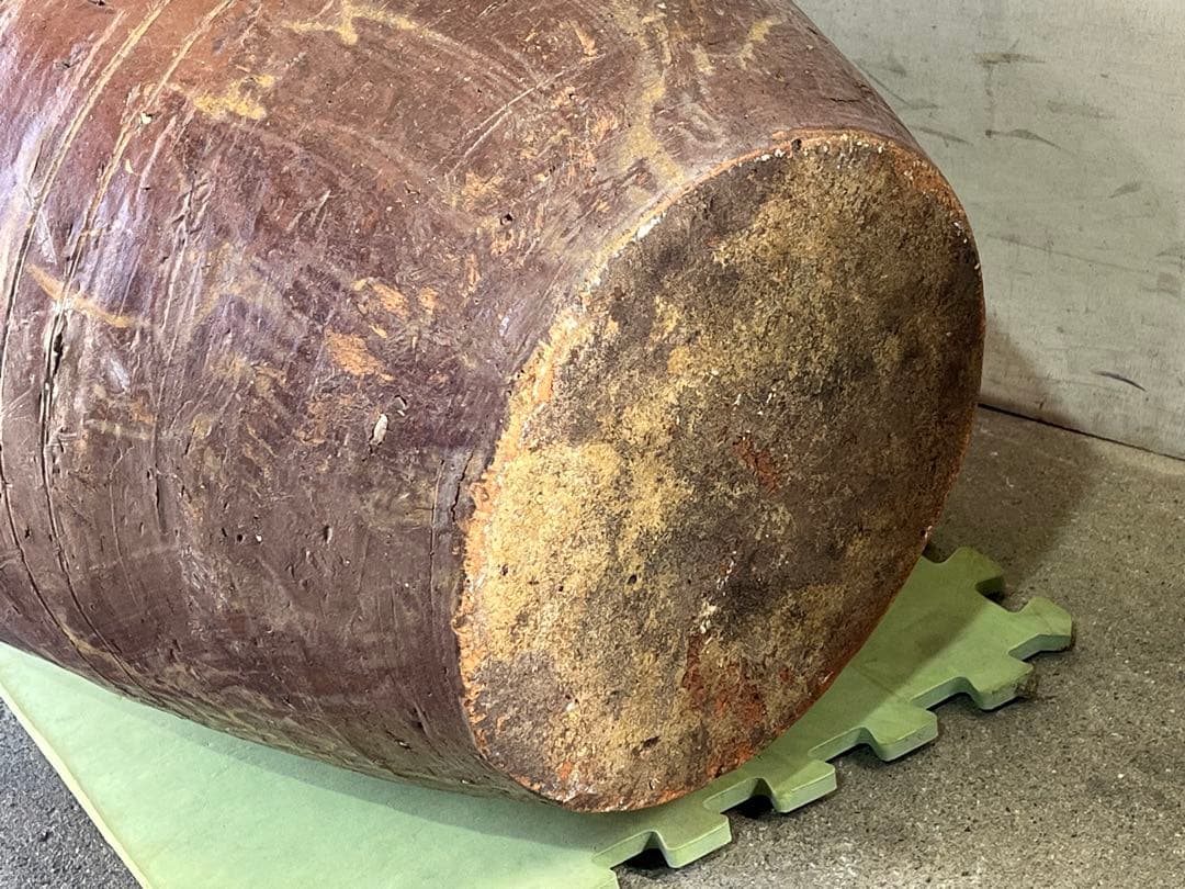 古い唐津焼の甕 73cm 水鉢 古民具