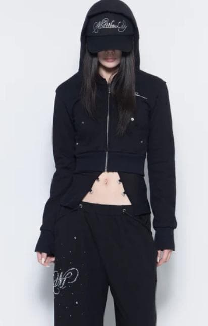 トップス zipup hoodie cropped theredthread bk