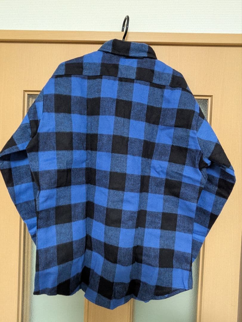 デッドストック　FIVE BROTHERネルシャツ青×黒（USA製・L）