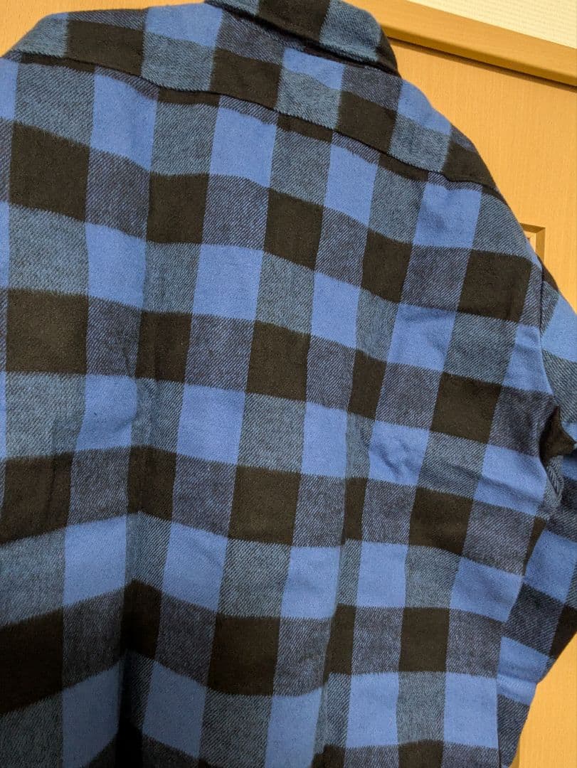 デッドストック　FIVE BROTHERネルシャツ青×黒（USA製・L）
