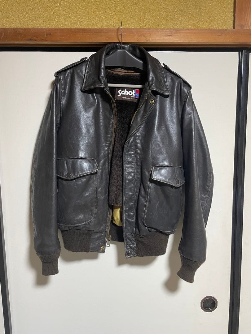 schott 184sm g-1 40 usa製 ブラウン レザージャケット