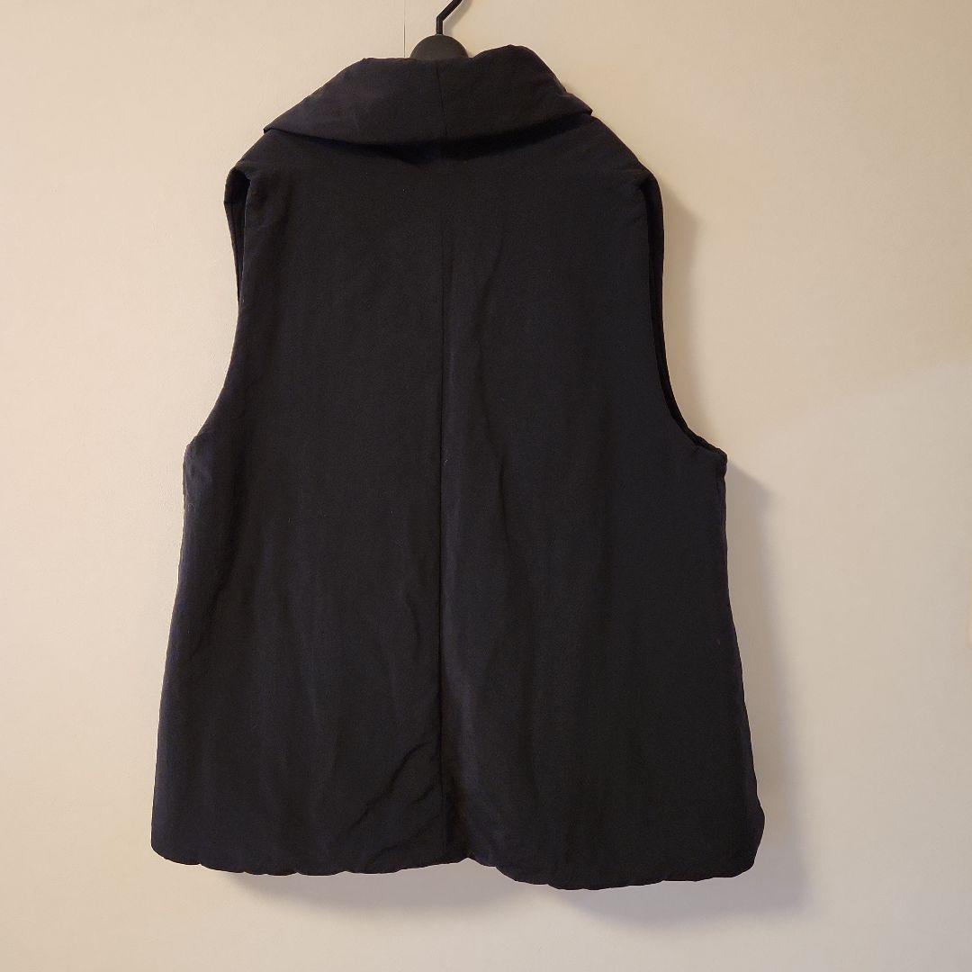 モユル　萌　アウター　ナイロン　ジレロングベスト　黒　ブラック