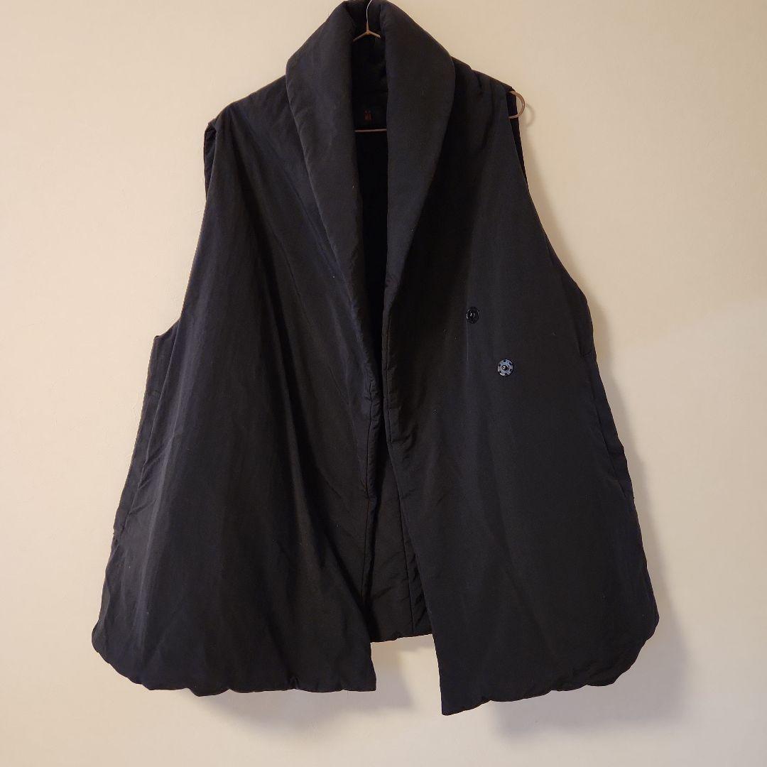 モユル　萌　アウター　ナイロン　ジレロングベスト　黒　ブラック