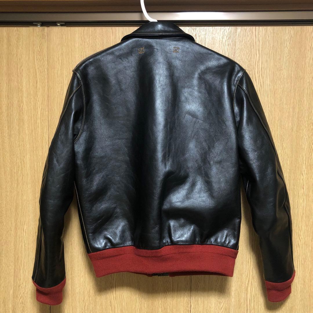 【美品】Y’s WORKS ホースハイド A-2 レザージャケット 赤リブ 38