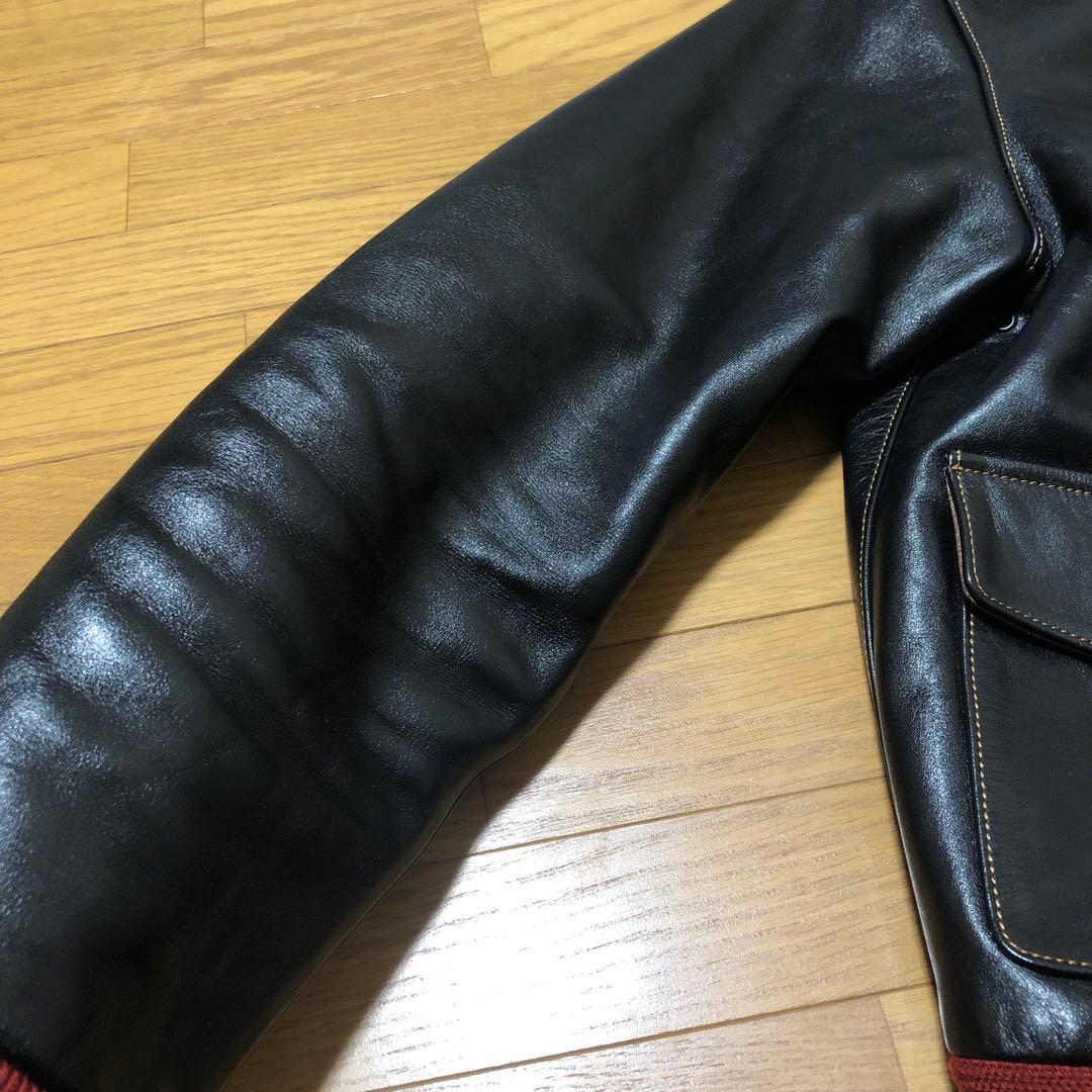 【美品】Y’s WORKS ホースハイド A-2 レザージャケット 赤リブ 38