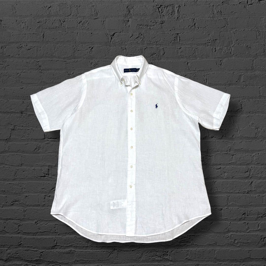 ‼️最高級‼️ リネン シャツ ラルフローレン ホワイト 半袖　XL　NO2418