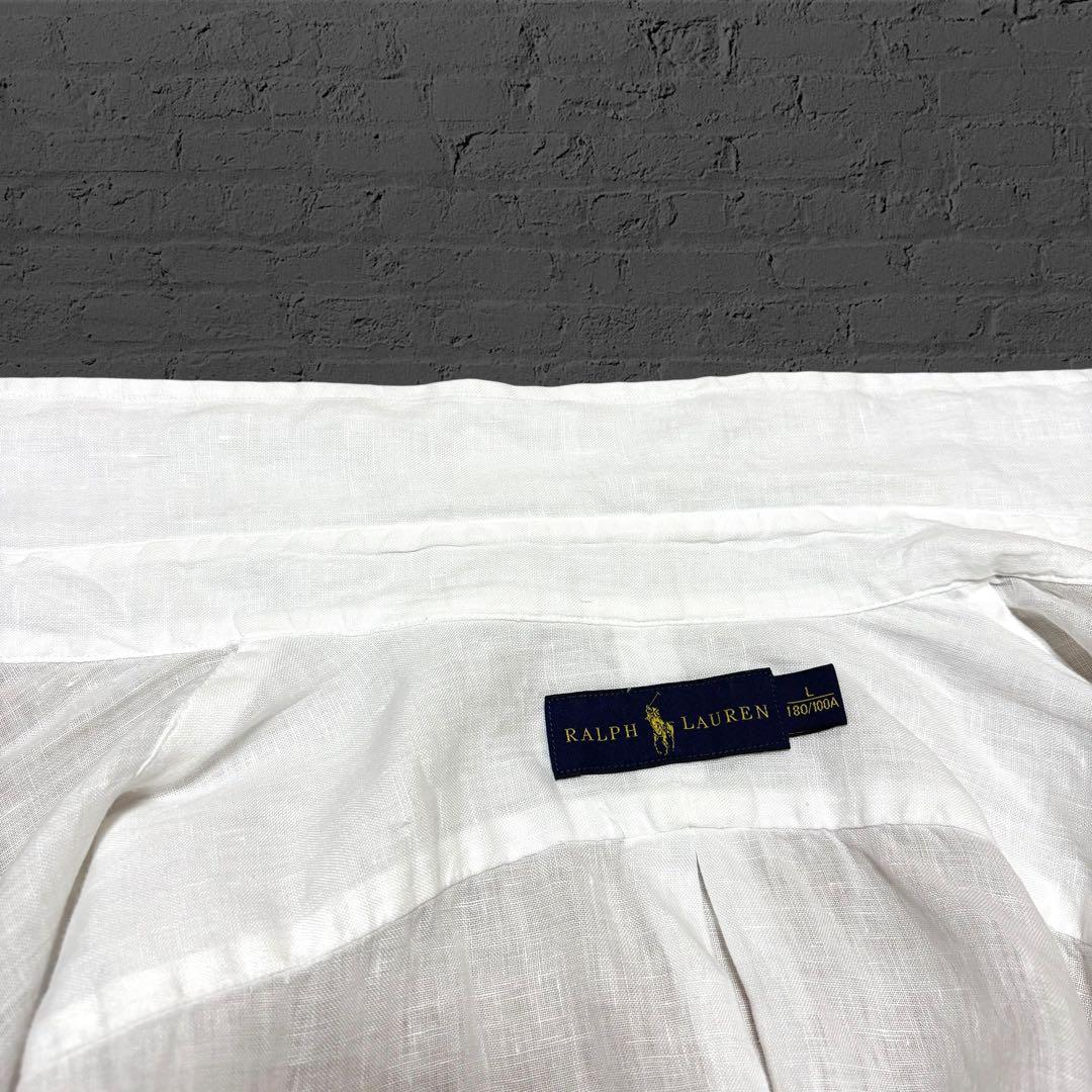 ‼️最高級‼️ リネン シャツ ラルフローレン ホワイト 半袖　XL　NO2418