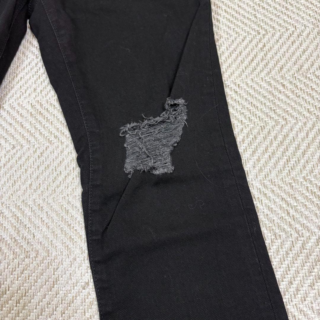 新品タグ付✨❤️アルマーニエクスチェンジ❤️ダメージスキニーブラックデニム 26 黒