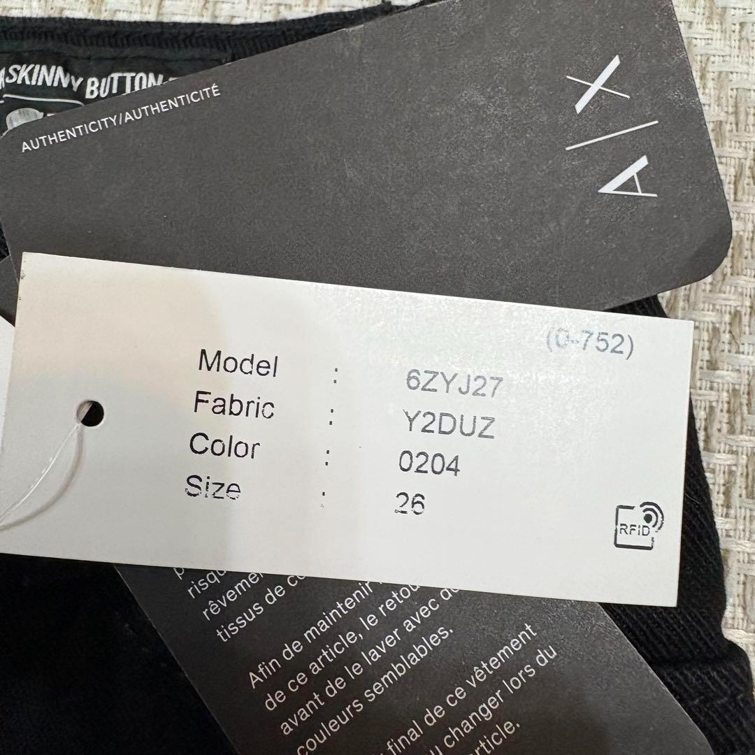 新品タグ付✨❤️アルマーニエクスチェンジ❤️ダメージスキニーブラックデニム 26 黒