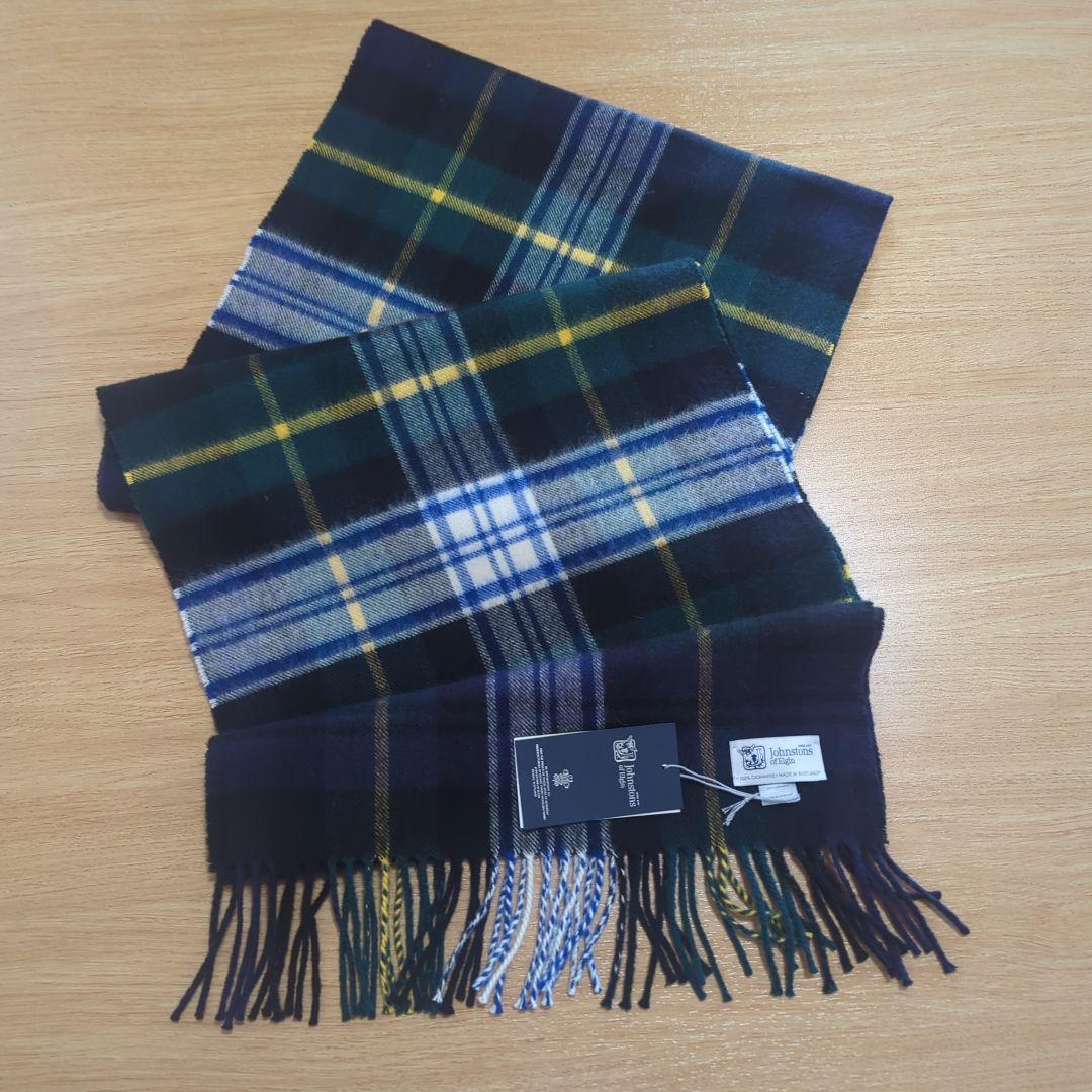 JOHNSTONS 中判チェックストール.マフラー、カシミヤ